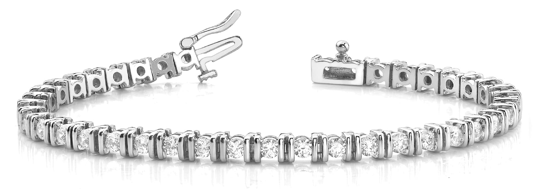 BAR SET IN LINE BRACELET — 3 ctw (2.8 mm) — White Gold