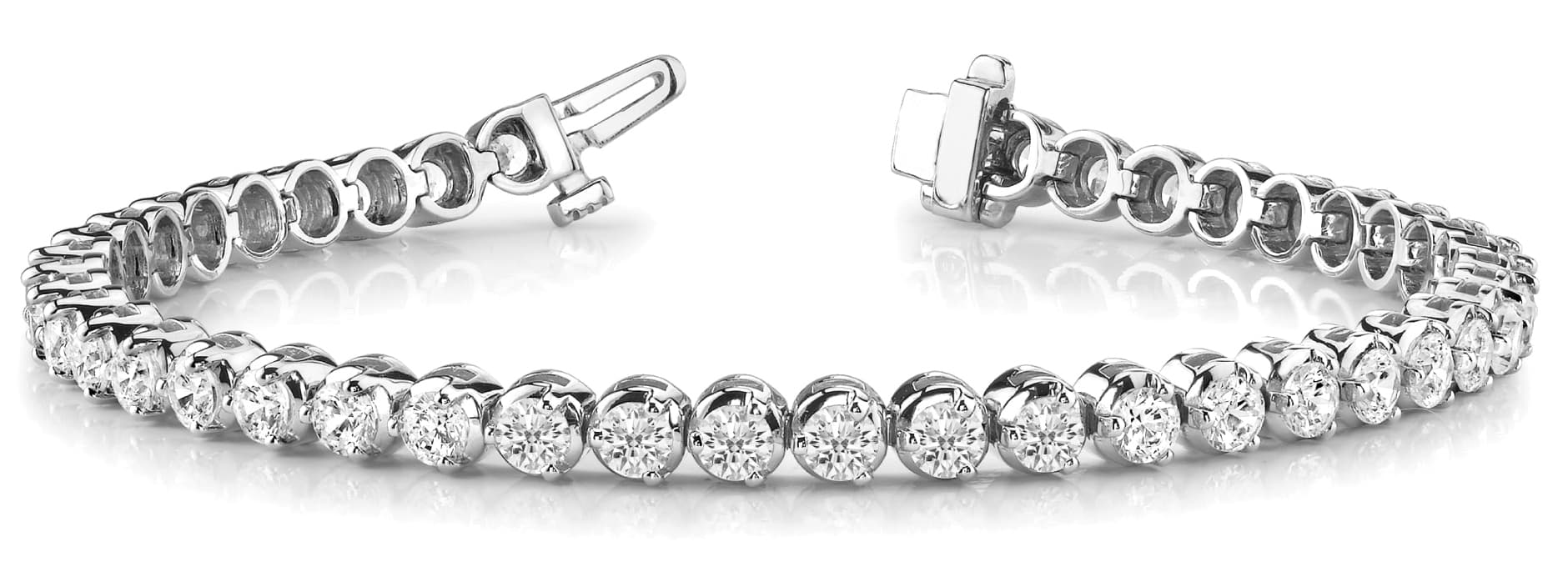 3-Prong Tennis Bracelet — 9 ctw (4.1 mm) — White Gold