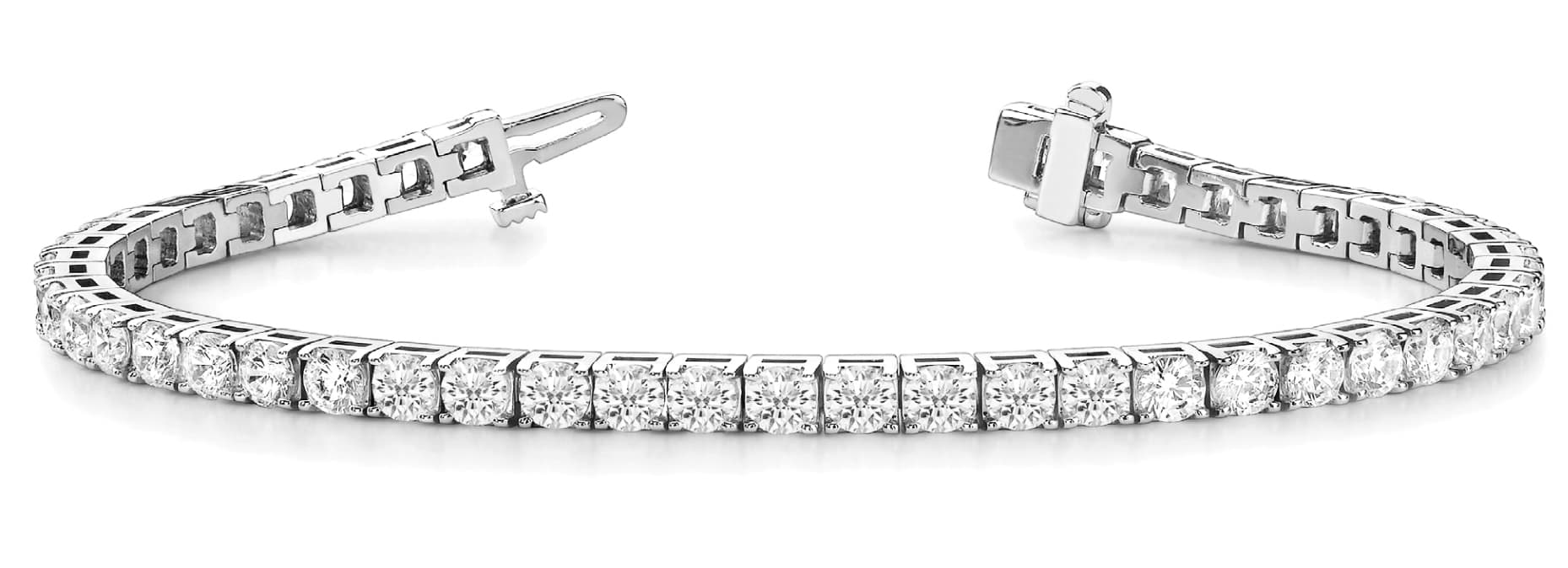 4-Prong Tennis Bracelet (Round) — 2 ctw (1.8 mm) — White Gold