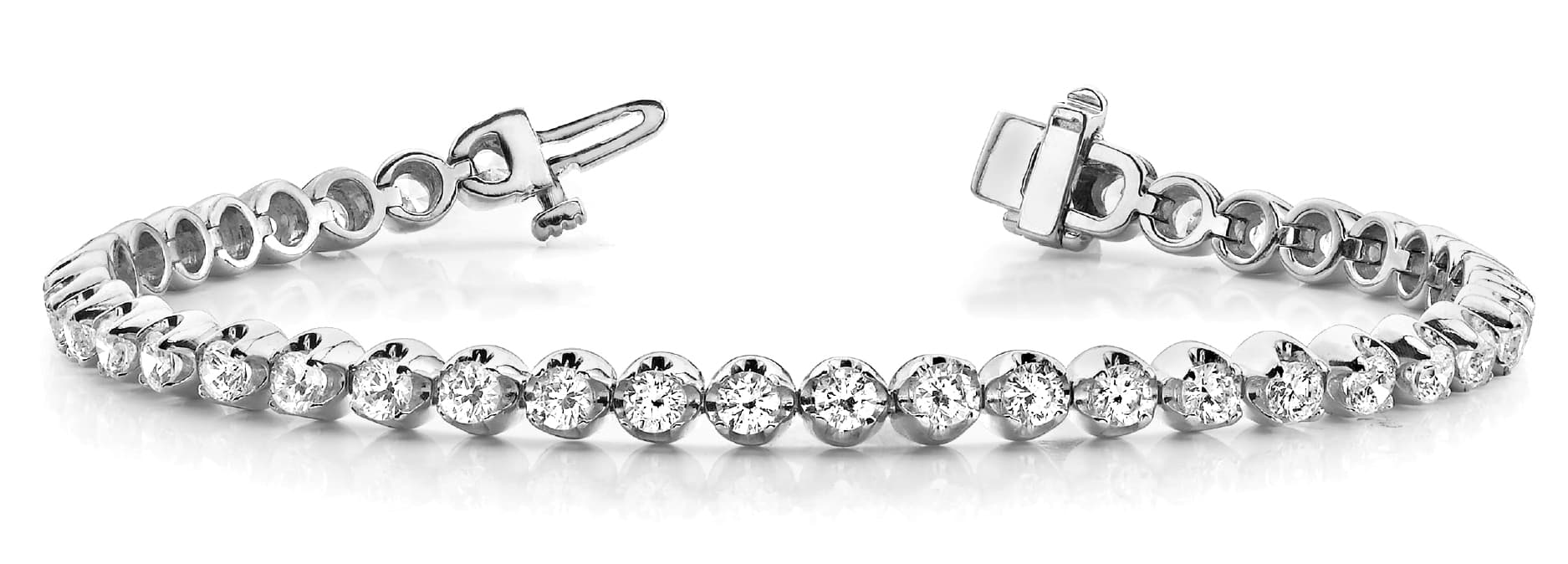 Prong Set In-Line Bracelet — 2 ctw (2.2 mm) — White Gold