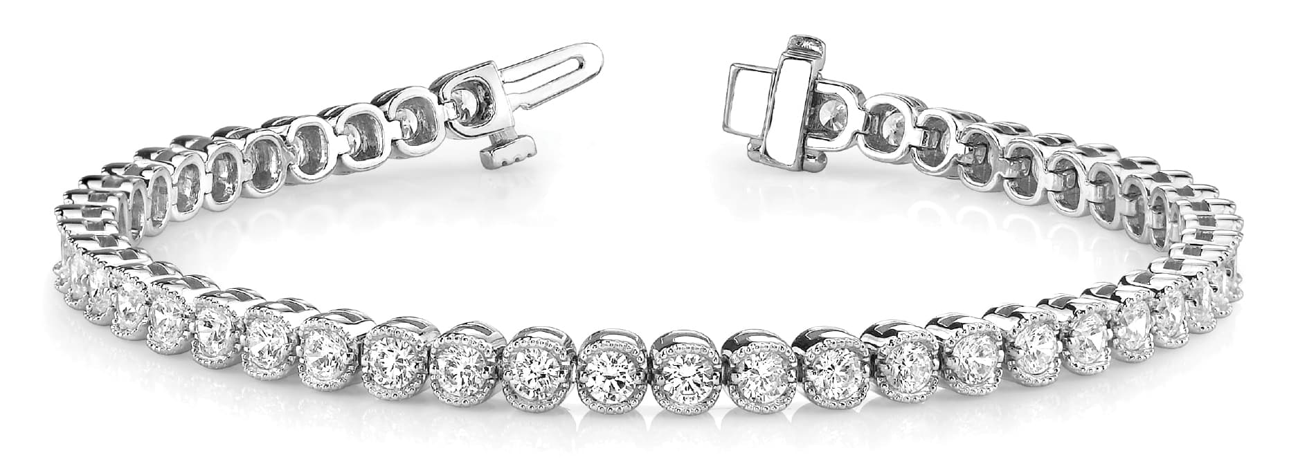 BREAKDOWN-MILGRAIN BEZ/PR INLINE B — 2 ctw (2.2 mm) — White Gold