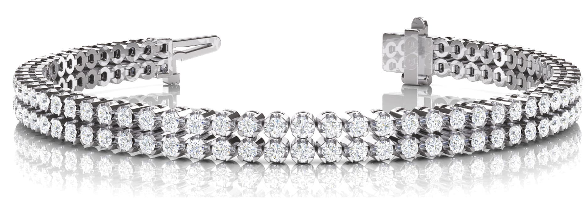 2 ROW IN LINE BRACELET — 4 CT — White Gold