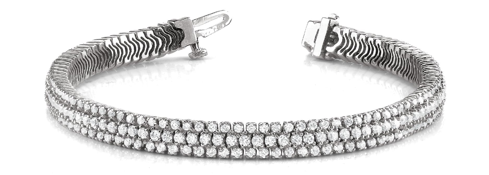 3 ROW IN LINE BRACELET — 9 CT — White Gold