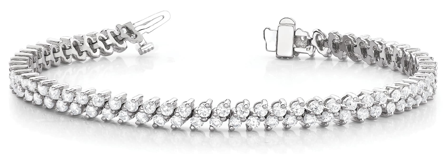 3 PRONG CLUSTER ZIG ZAG BRACELET — 5 CT — White Gold