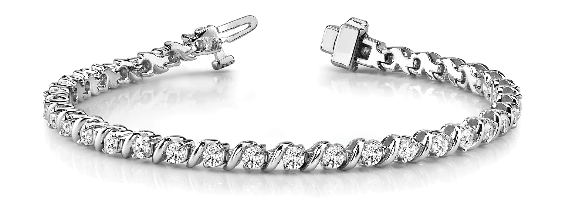 IN LINE S LINK BRACELET — 2 ctw (2.25 mm) — White Gold