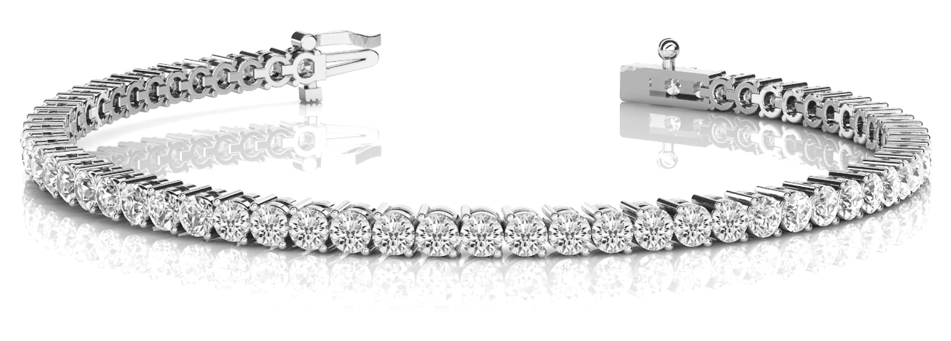 Prong Set Inline Bracelet — 2 ctw (1.8 mm) — White Gold