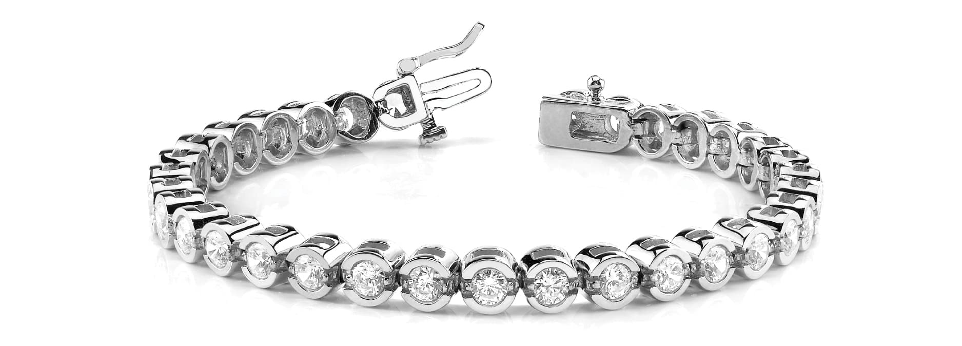 HALF BEZEL IN LINE TENNIS BRACELET — 2 ctw (2.1 mm) — White Gold