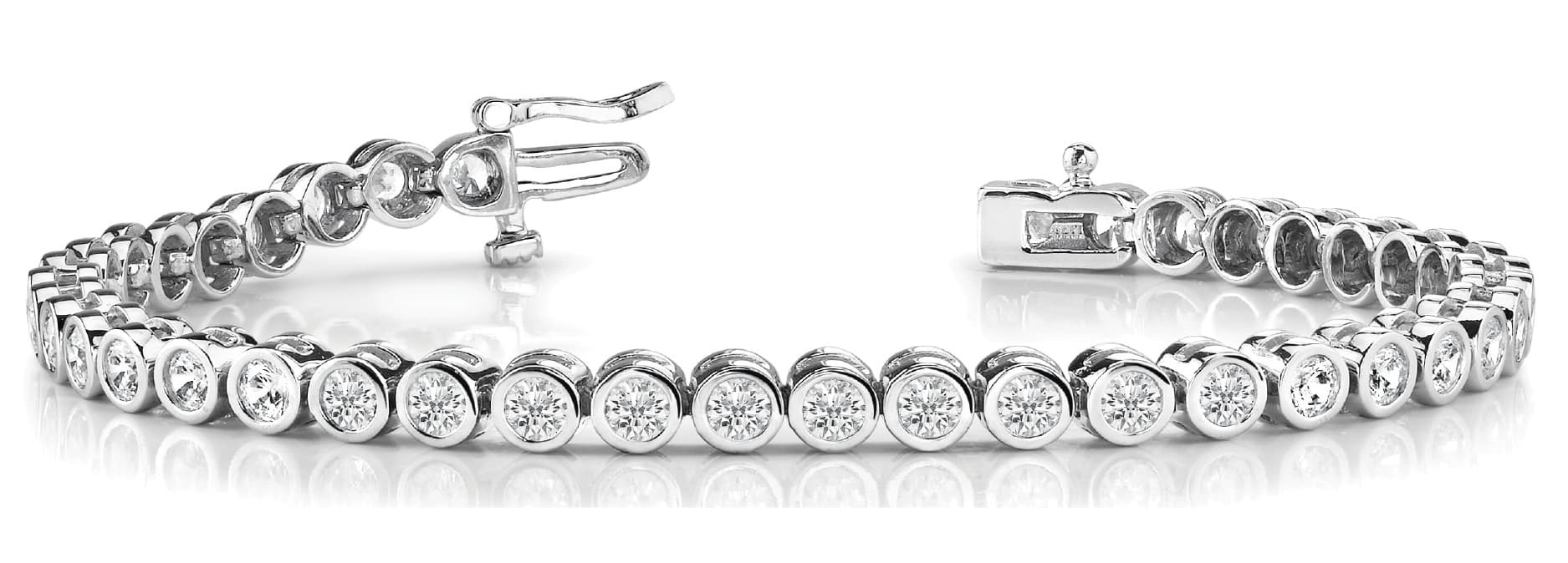 BEZEL SET IN LINE TENNIS BRACELET — 2 CT — White Gold