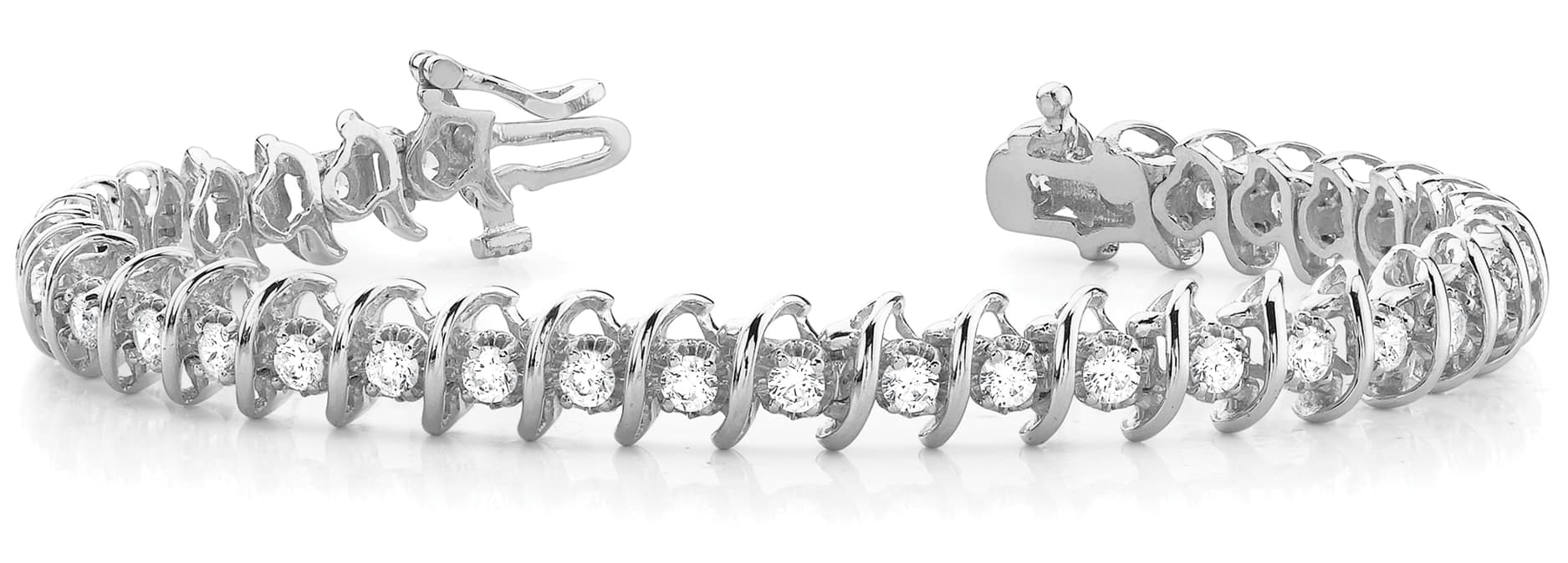IN LINE S LINK BRACELET — 2 ctw (2.4 mm) — White Gold