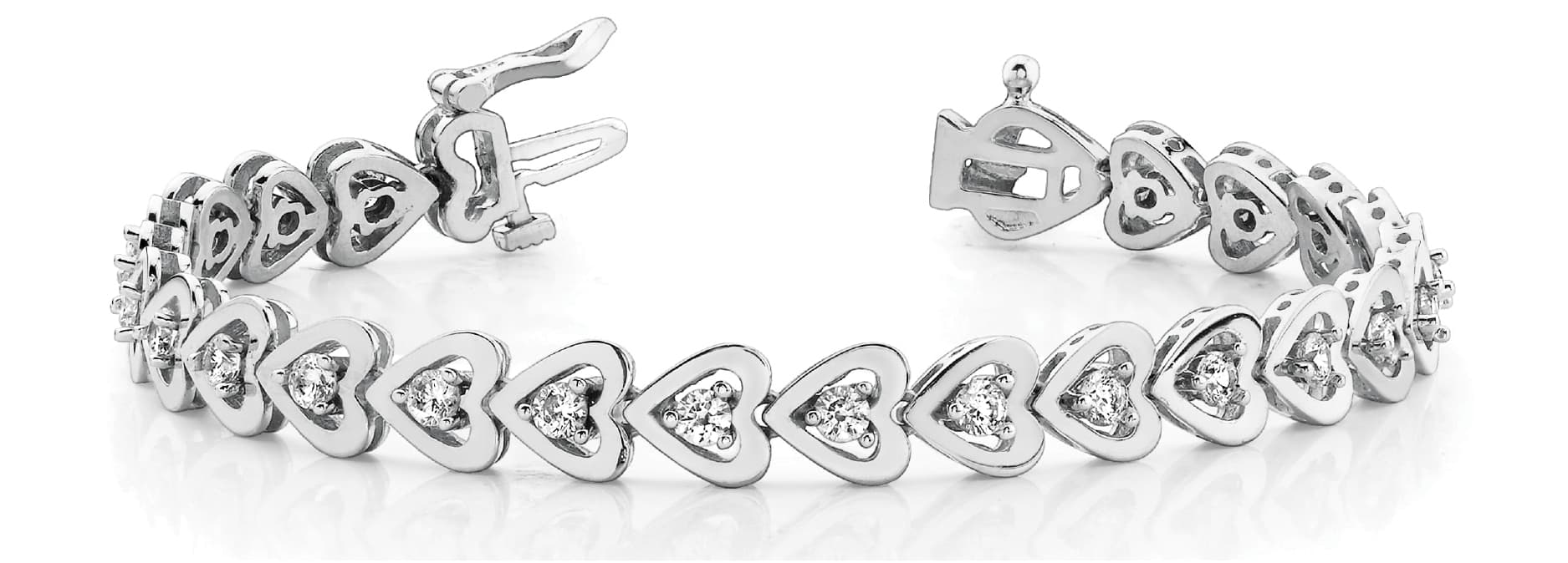 ADD A STONE HEART LINE BRACELET — 1 ctw (2.2 mm) — White Gold