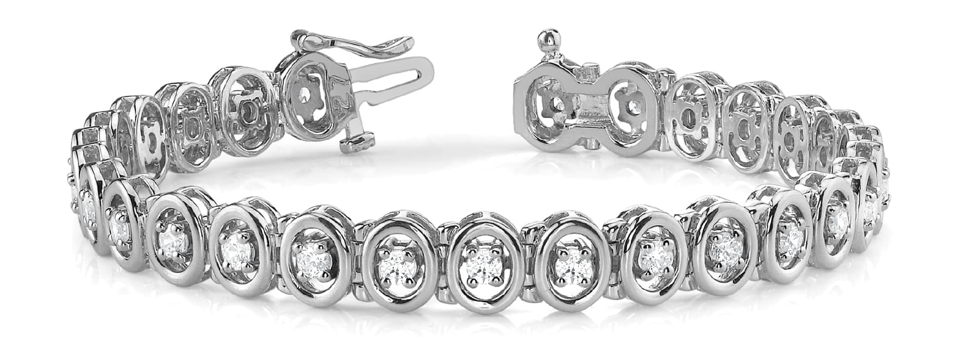 ADD A STONE OVAL LINE BRACELET — 1.75 ctw (2.5 mm) — White Gold