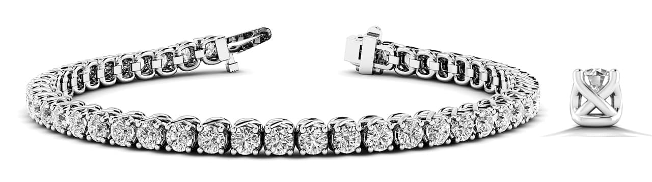4 PR INLINE BRACELET — 5 CT — White Gold