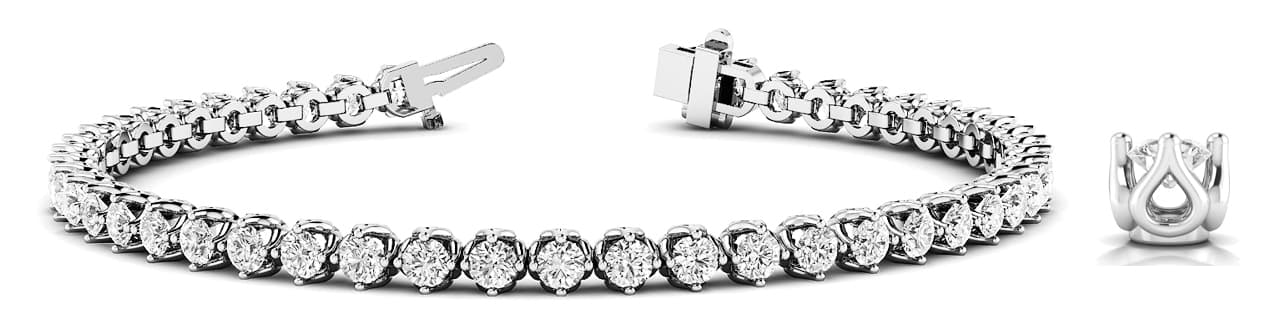 4 PR INLINE BRACELET — 3 CT — White Gold