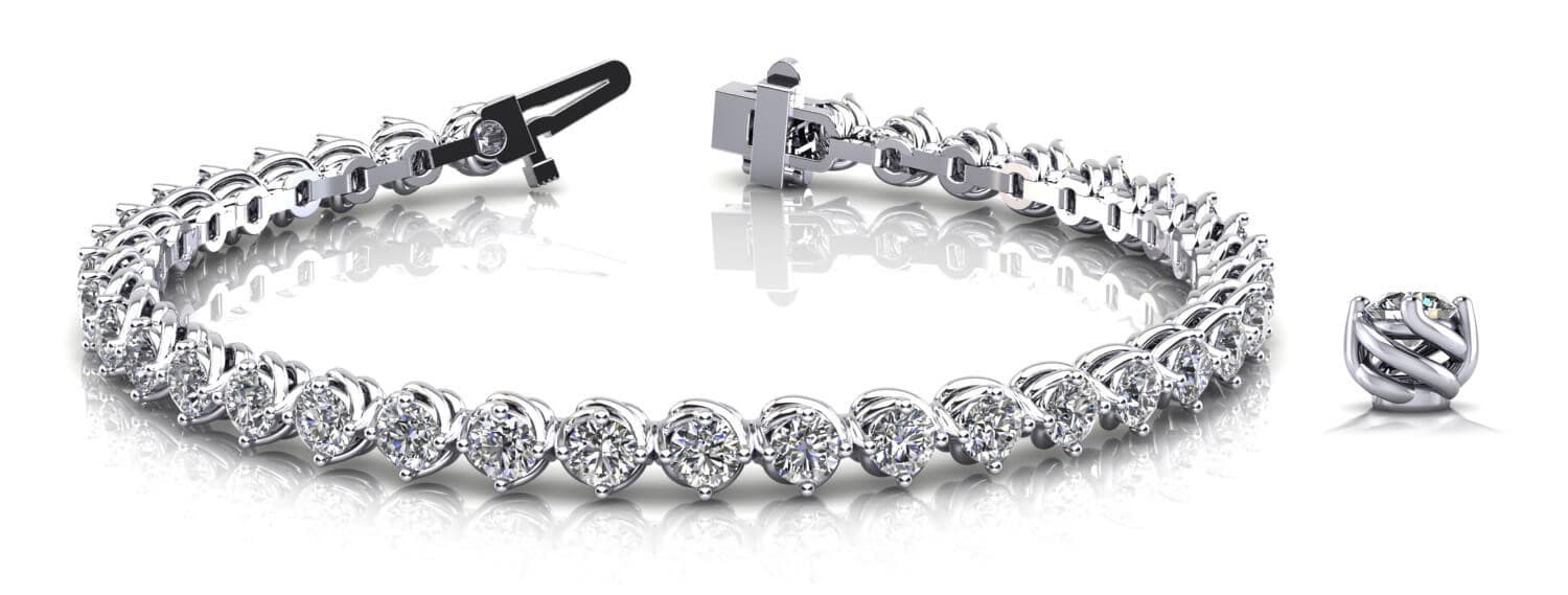 4 PR IN LINE TENNIS BRACELET — 8 — White Gold