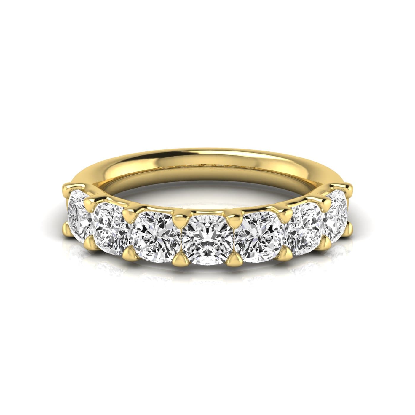 1/2 Spread Cushion Diamond Wedding Band (2.31 ct. tw.), Side view in yellow gold
