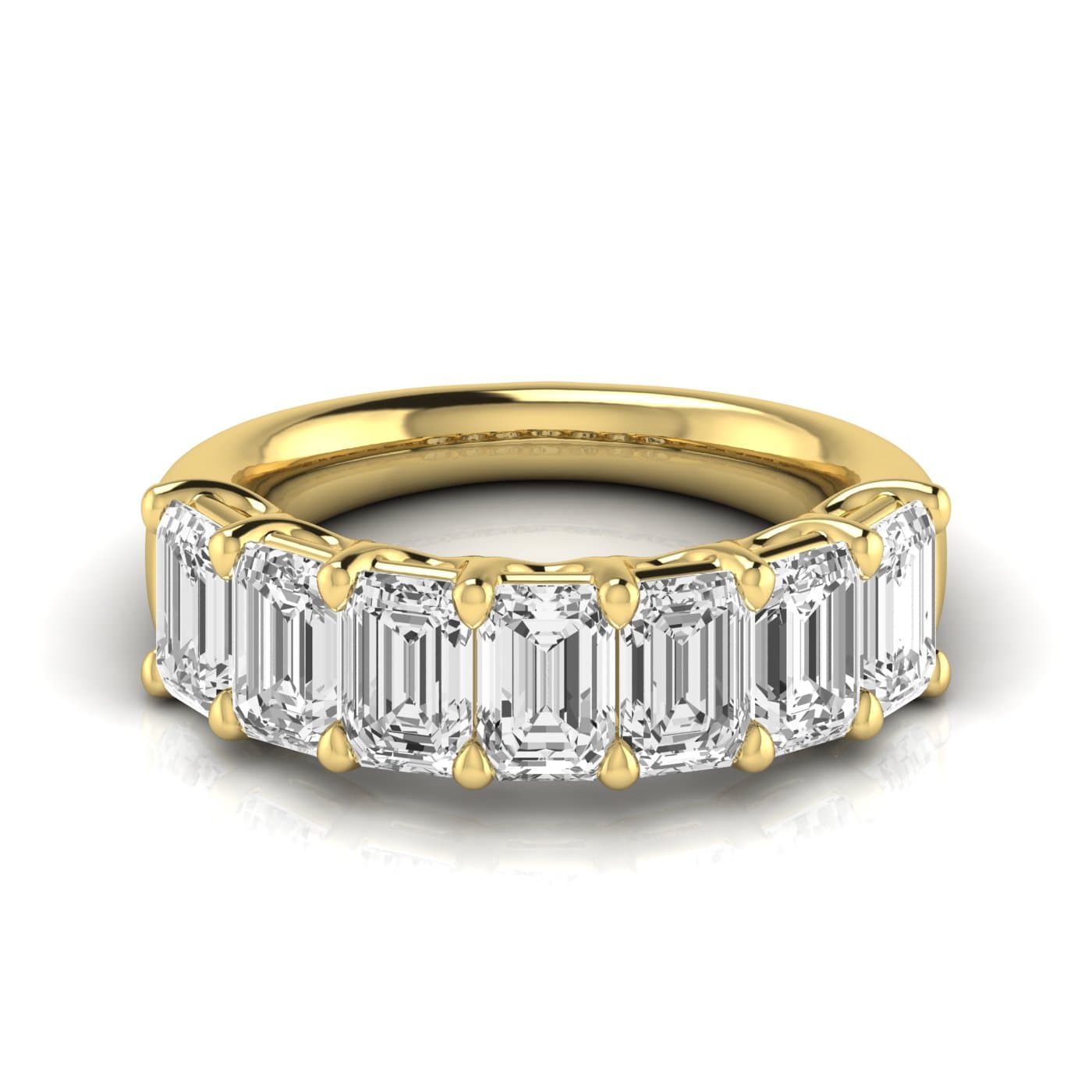 1/2 Spread Emerald Diamond Wedding Band (5 1/4 ct. tw.), Side view in yellow gold
