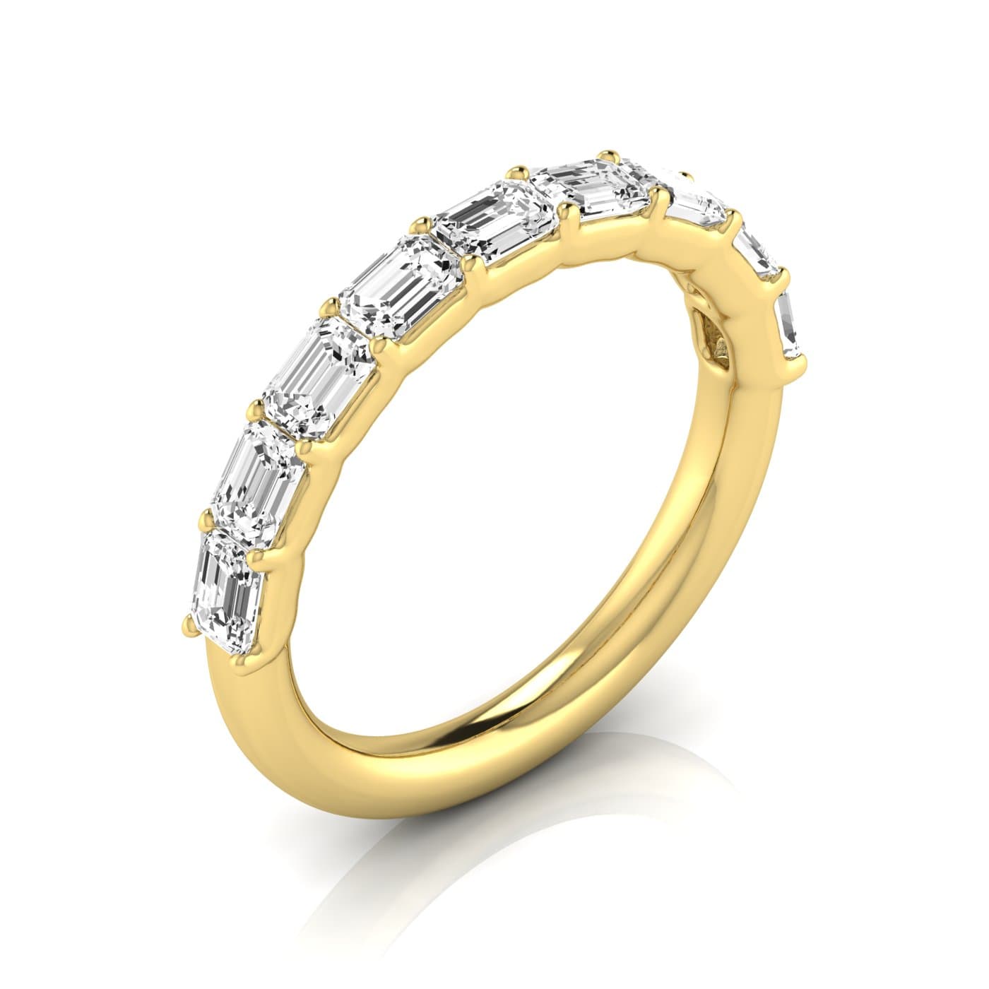1/2 Spread Emerald Diamond Wedding Band (0.81 ct. tw.), Front view in yellow gold