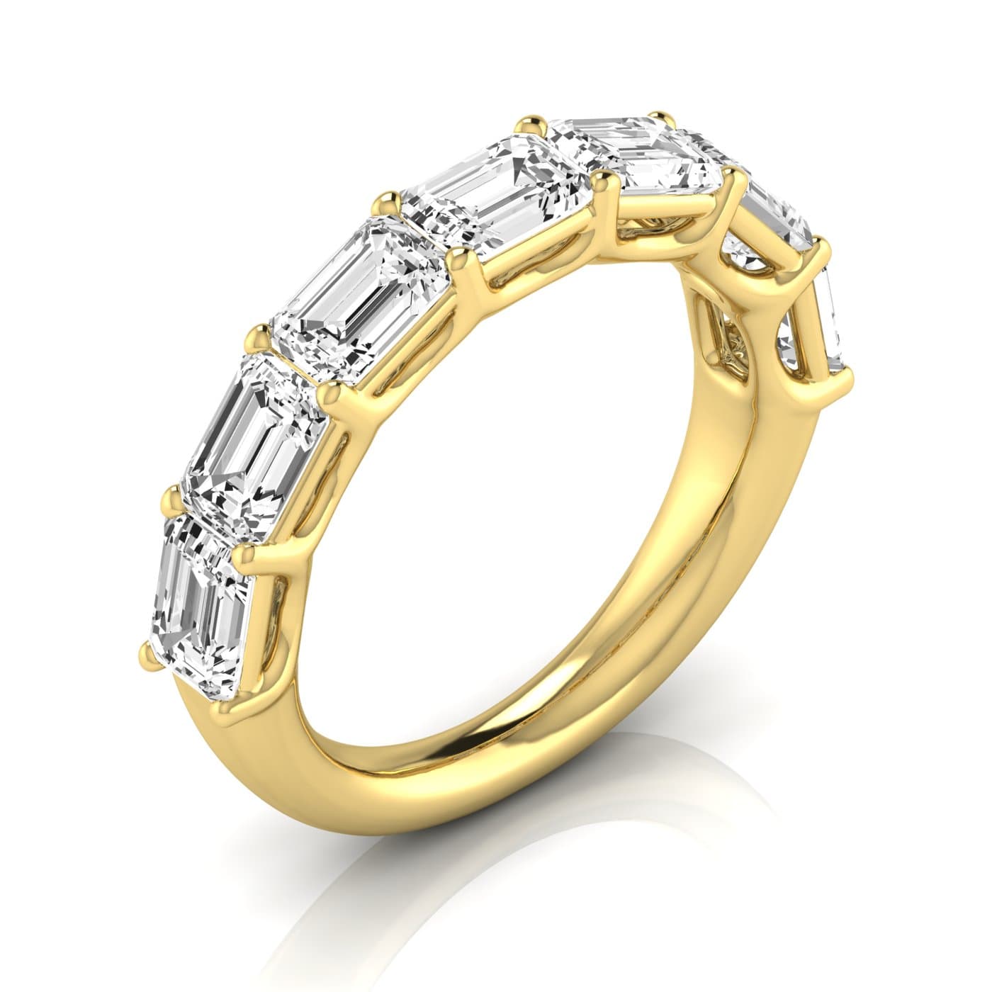 1/2 Spread Emerald Diamond Wedding Band (3 1/2 ct. tw.), Front view in yellow gold