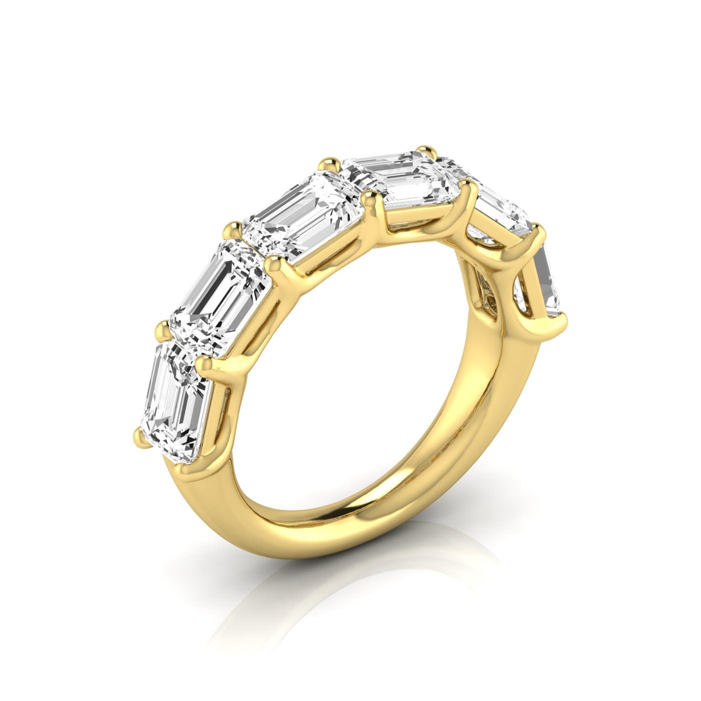 1/2 Spread Emerald Diamond Wedding Band (4 1/2 ct. tw.), Front view in yellow gold