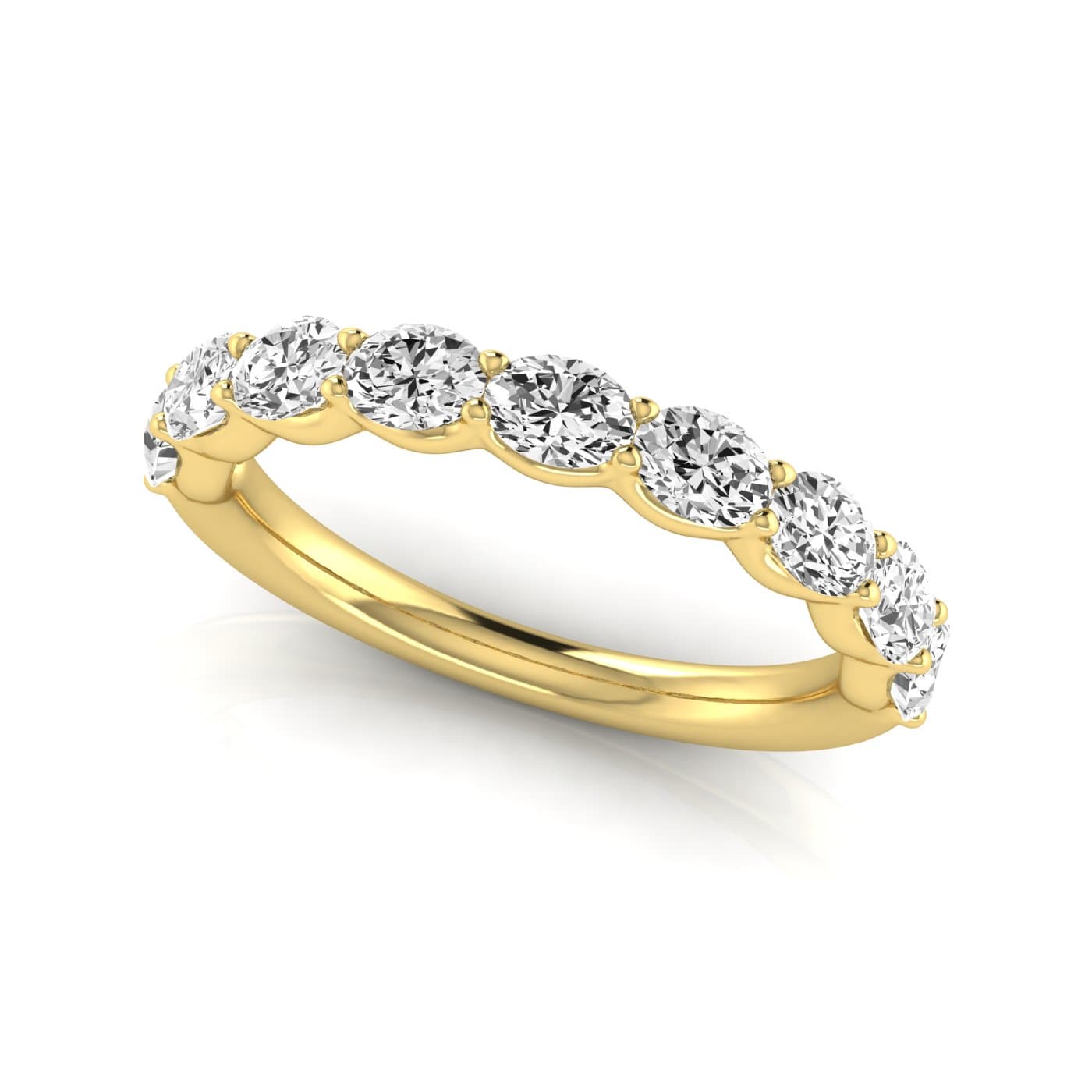1/2 Spread Oval Diamond Wedding Band (1 1/3 ct. tw.), On hand view in yellow gold