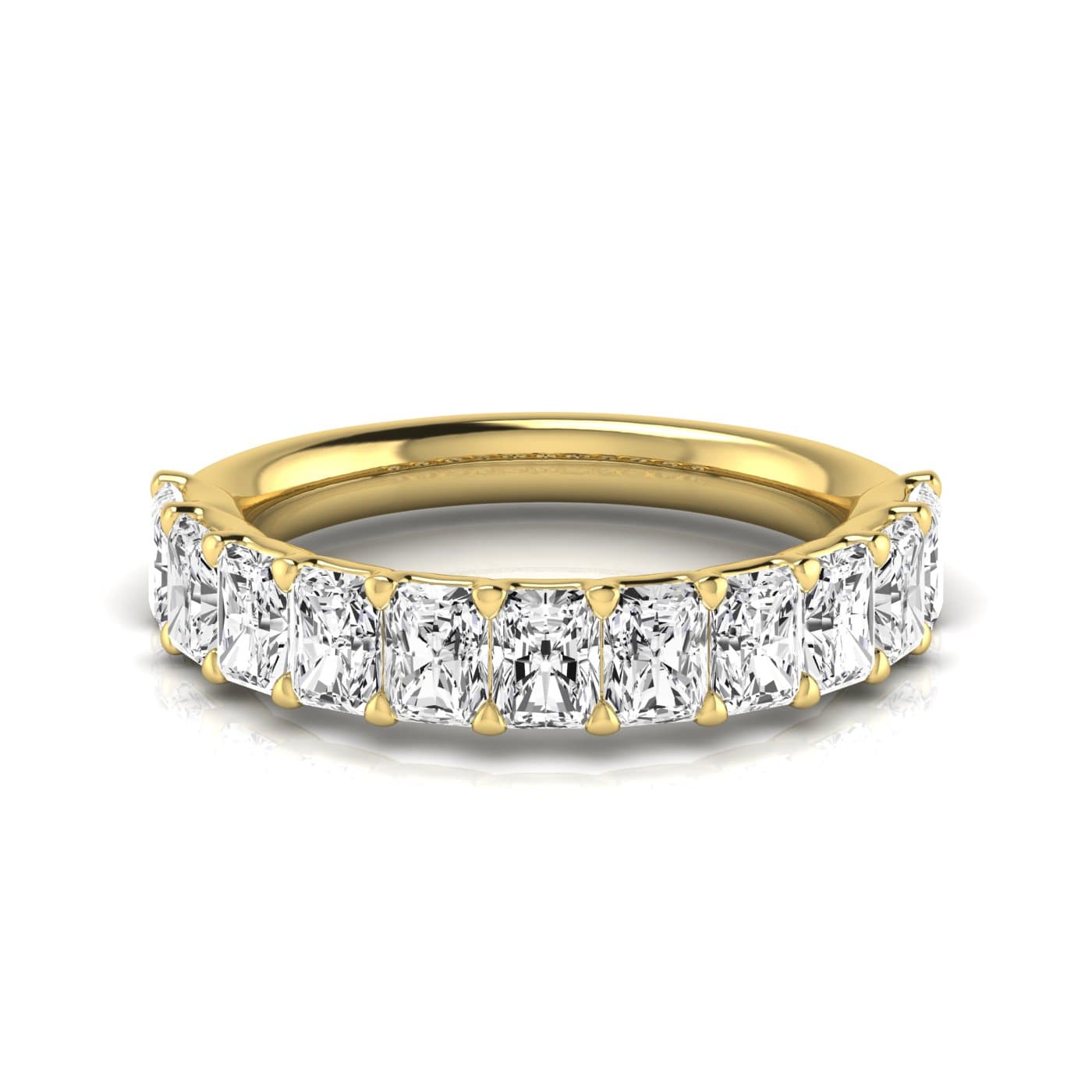 1/2 Spread Radiant Diamond Wedding Band (2 3/4 ct. tw.), Side view in yellow gold