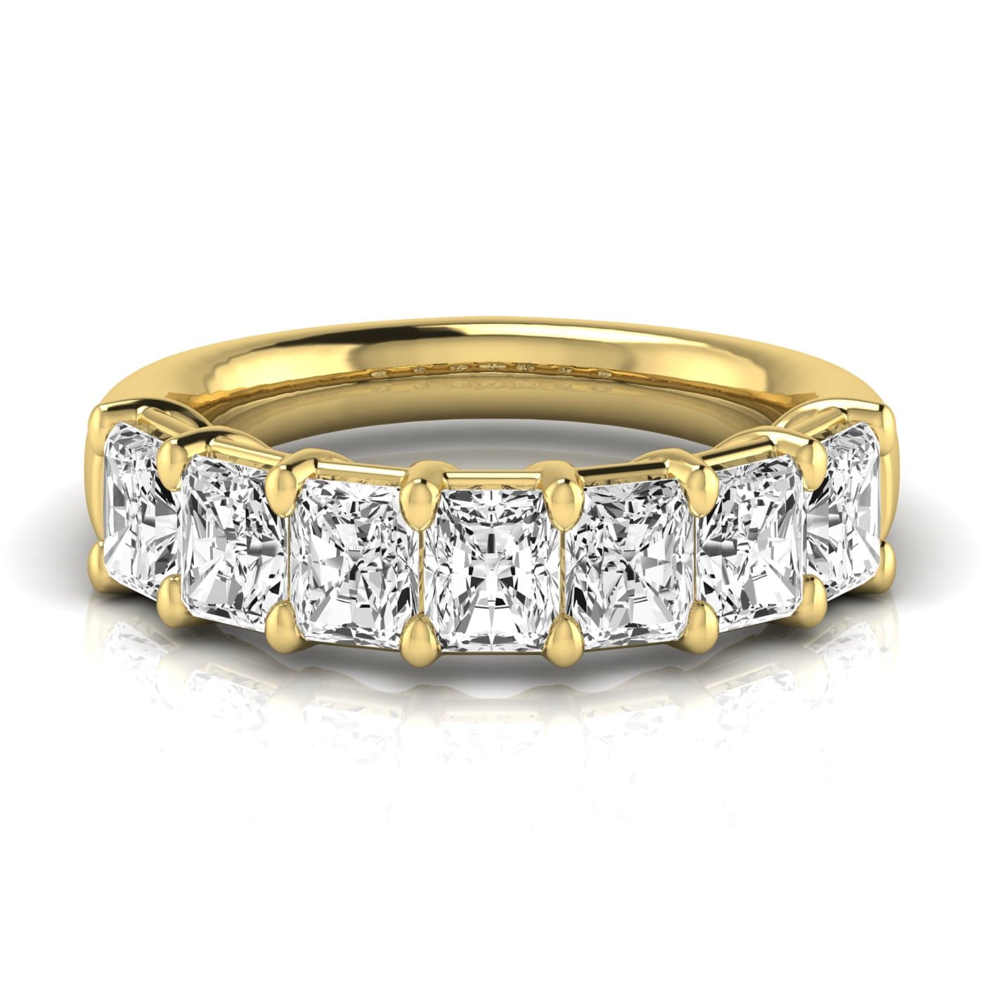 1/2 Spread Radiant Diamond Wedding Band (3 1/2 ct. tw.), Side view in yellow gold