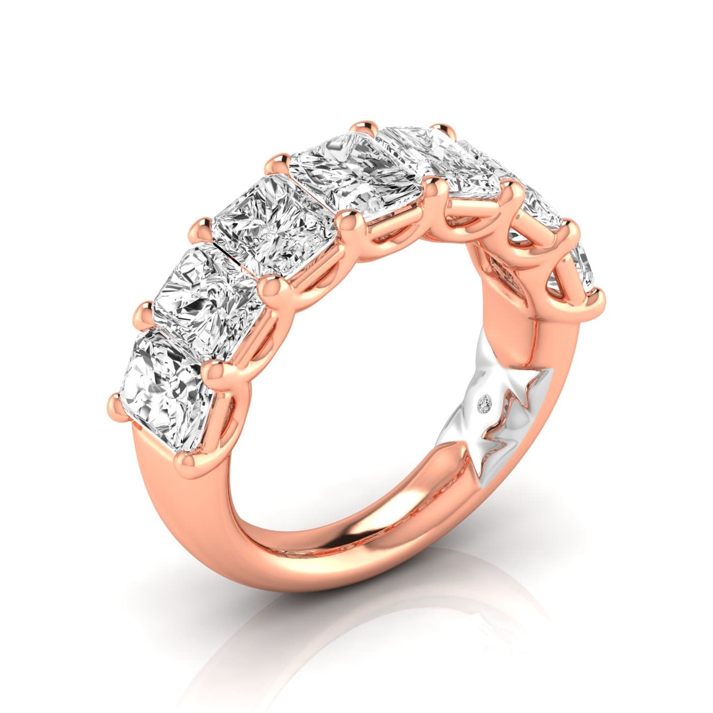 1/2 Spread Radiant Diamond Wedding Band (5 1/4 ct. tw.), Front view in rose gold