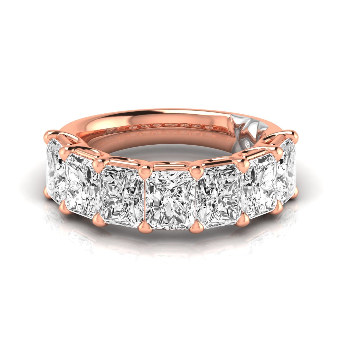 1/2 Spread Radiant Diamond Wedding Band (5 1/4 ct. tw.), Side view in rose gold