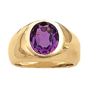 Men's Oval Cabochon Gemstone Ring — 9X7 MM — View 1