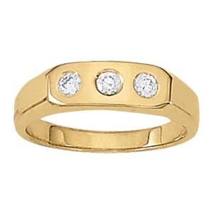 Men's 3-Stone Ring — White Gold