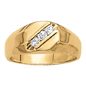 Gents Ring 3 Stone — White Gold