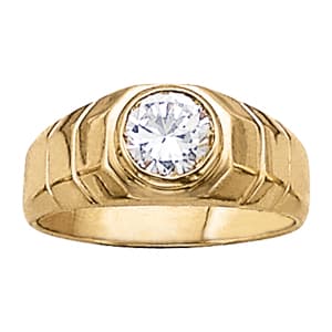 Gents Ring Solitaires — White Gold