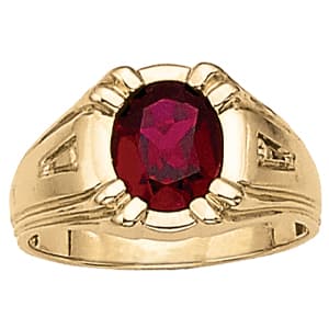 Oval Shape Bezel-Set Gents Ring — View 1