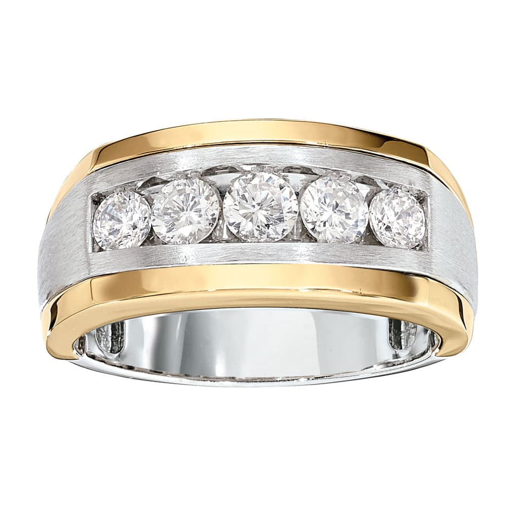 Gents W/r Diamond Wed Band Satin Finis — View 1