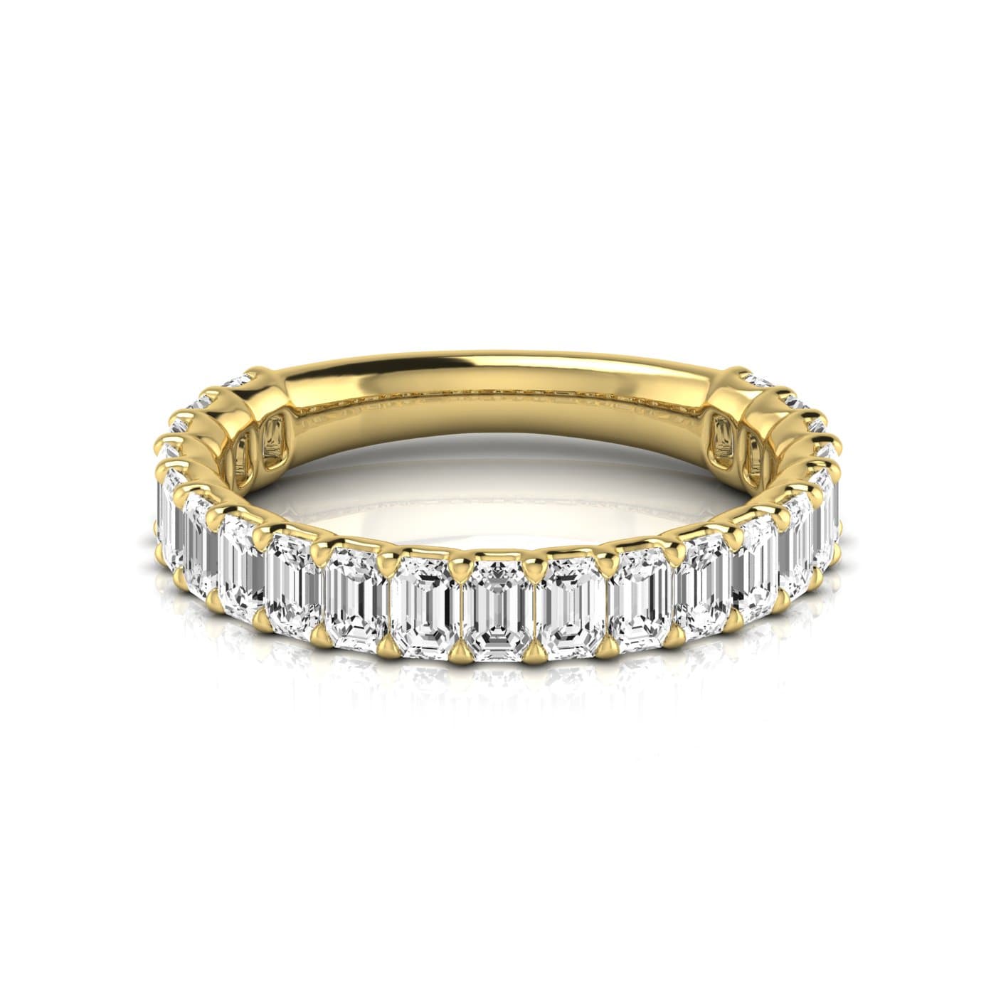 3/4 Spread Emerald Diamond Wedding Band (1 7/8 ct. tw.), Side view in yellow gold
