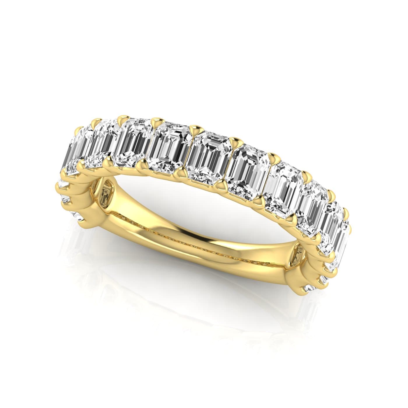 3/4 Spread Emerald Diamond Wedding Band (3 3/4 ct. tw.), On hand view in yellow gold