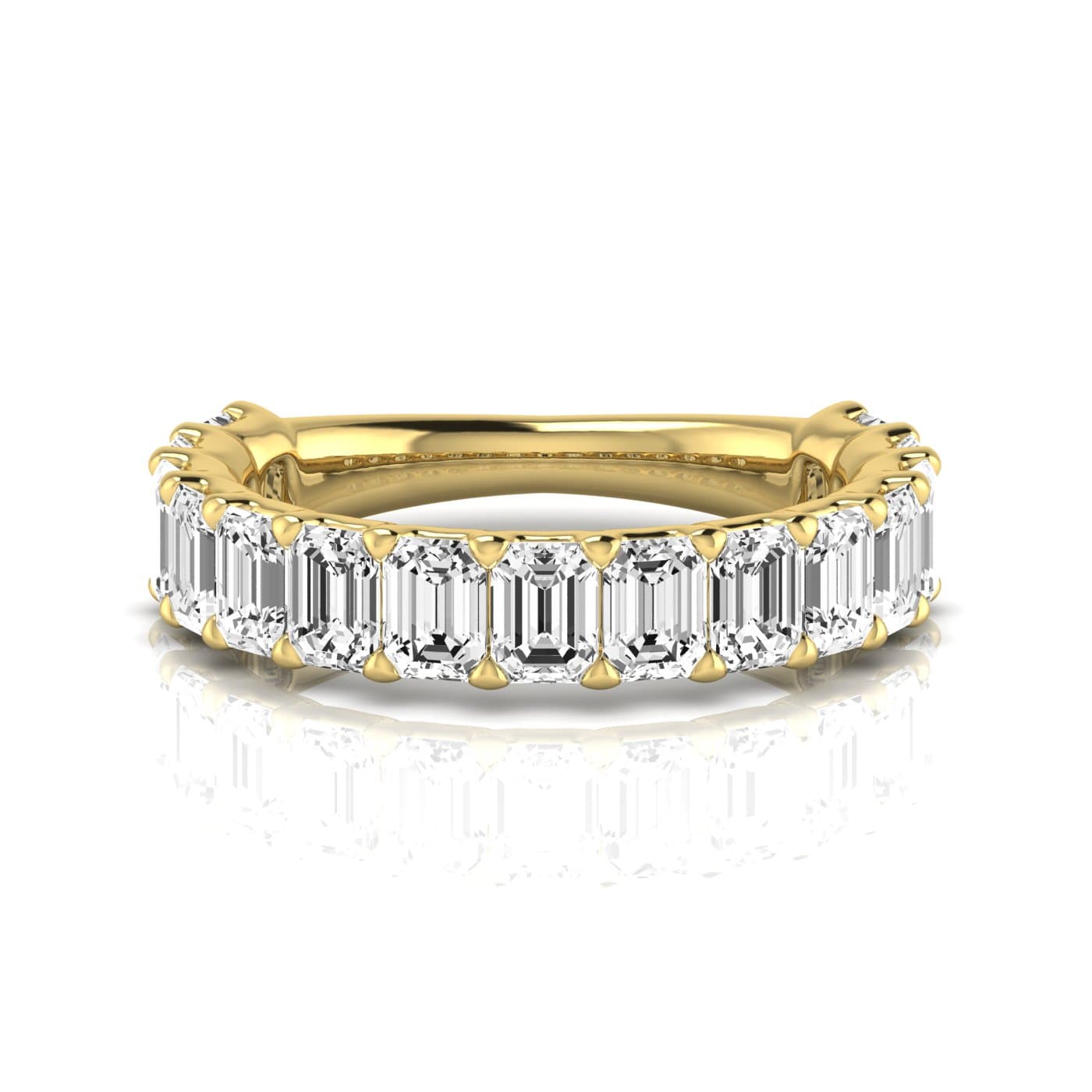 3/4 Spread Emerald Diamond Wedding Band (3 3/4 ct. tw.), Side view in yellow gold