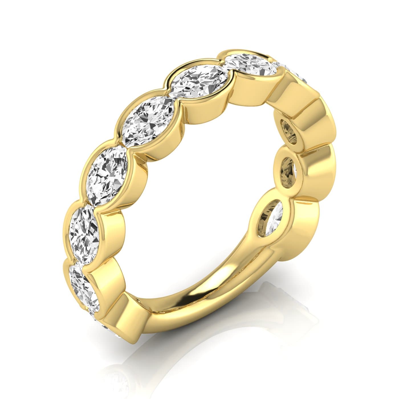 3/4 Spread Oval Diamond Wedding Band (2 3/4 ct. tw.), Front view in yellow gold