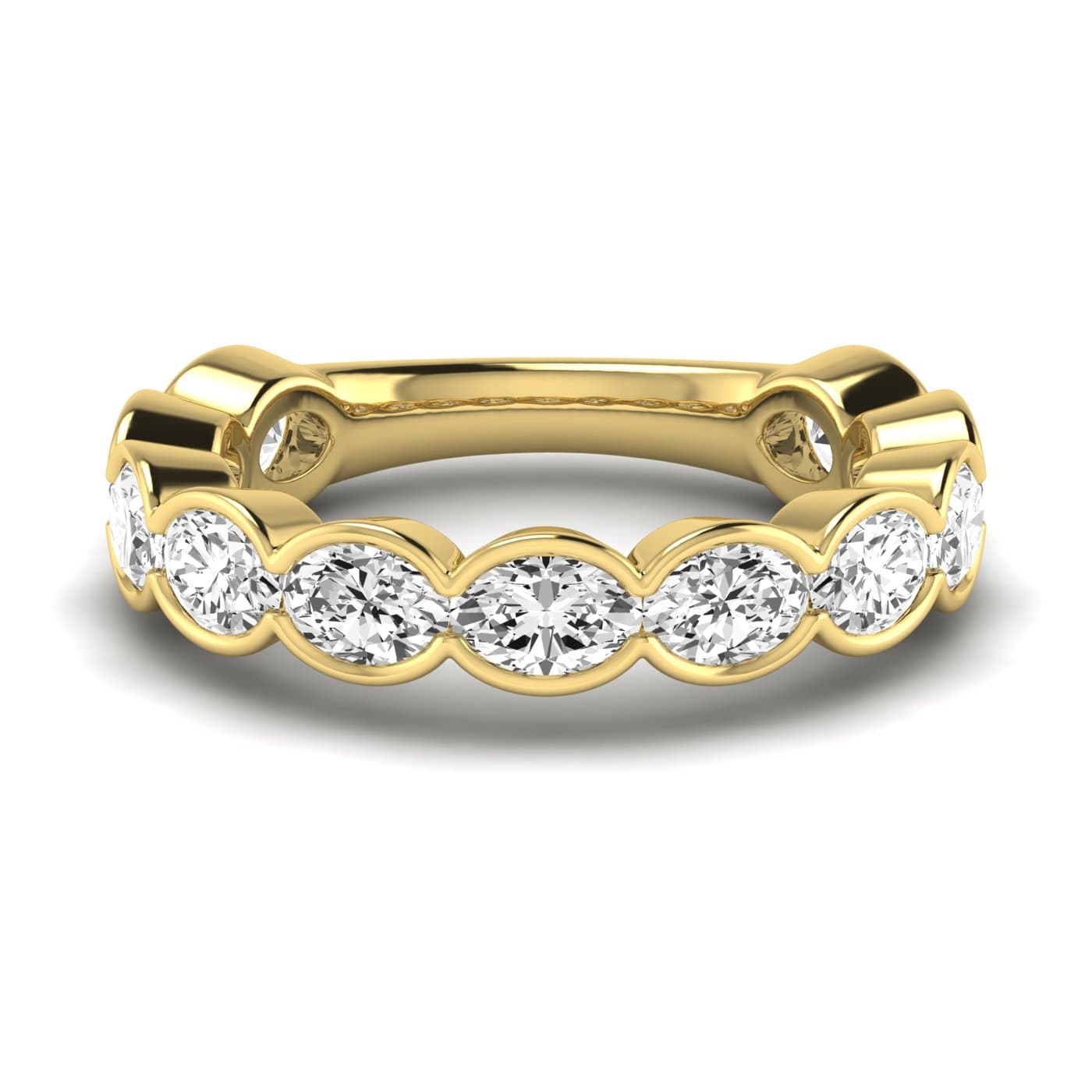 3/4 Spread Oval Diamond Wedding Band (2 3/4 ct. tw.), Side view in yellow gold