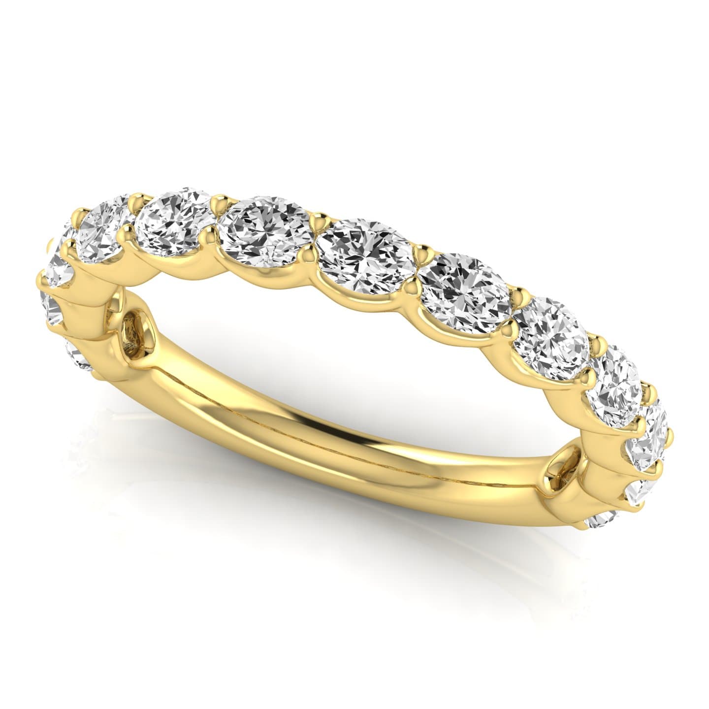 3/4 Spread Oval Diamond Wedding Band (1 2/3 ct. tw.), On hand view in yellow gold