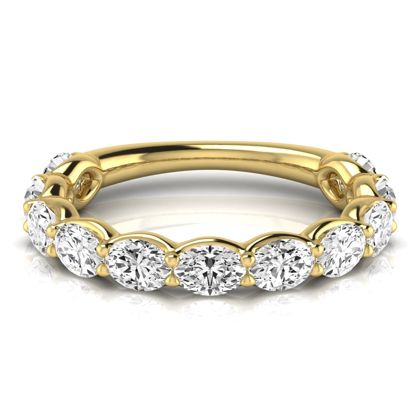 3/4 Spread Oval Diamond Wedding Band (2 7/8 ct. tw.), Side view in yellow gold