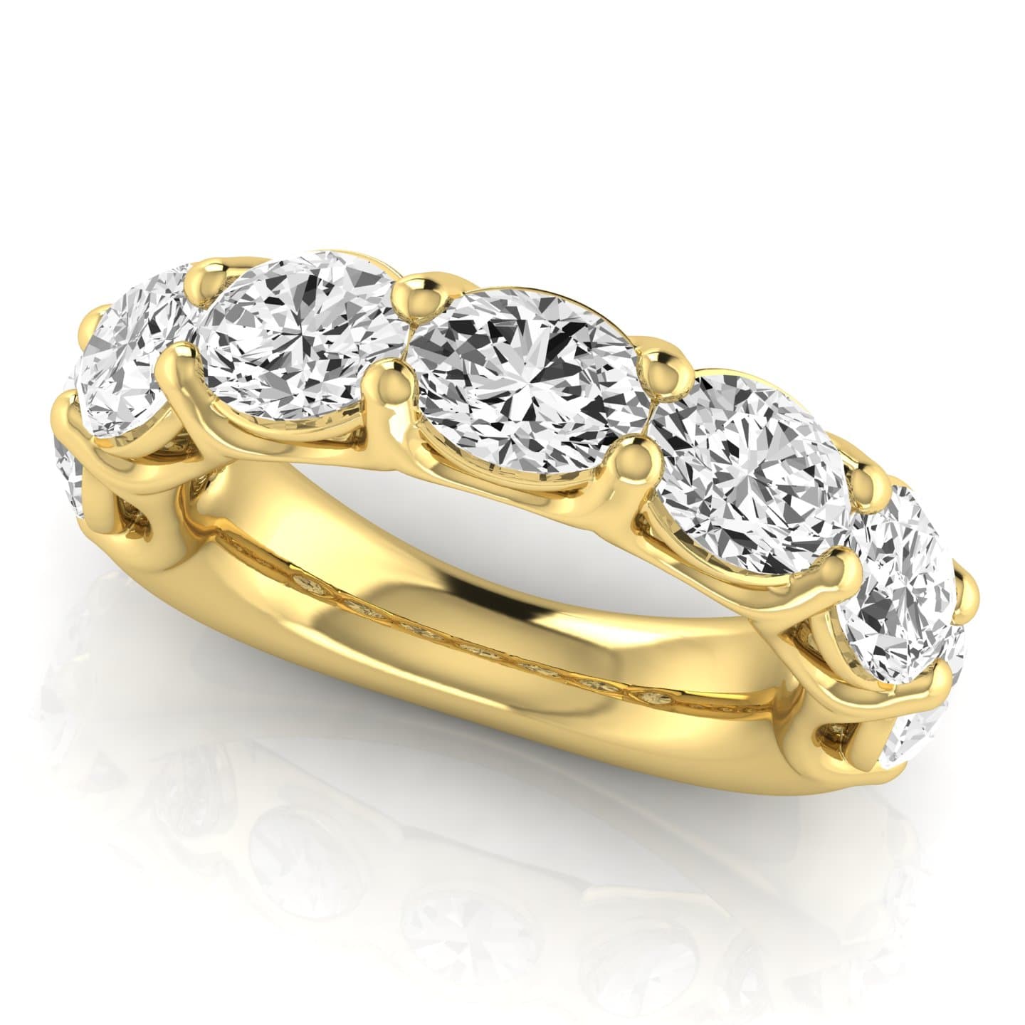 3/4 Spread Oval Diamond Wedding Band (5.04 ct. tw.), On hand view in yellow gold