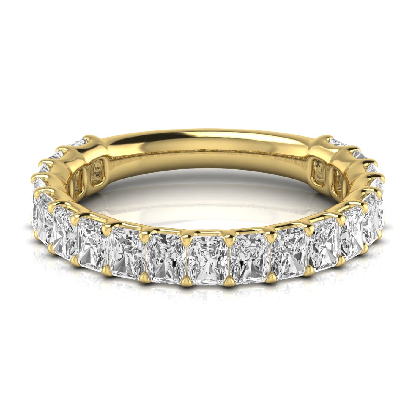 3/4 Spread Radiant Diamond Wedding Band (1.9 ct. tw.), Side view in yellow gold