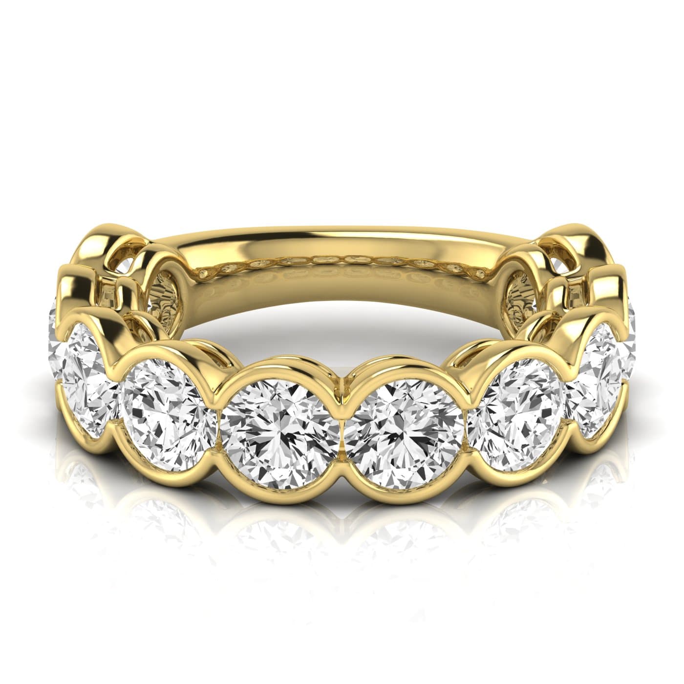 3/4 Spread Round Diamond Wedding Band (5 ct. tw.), Side view in yellow gold