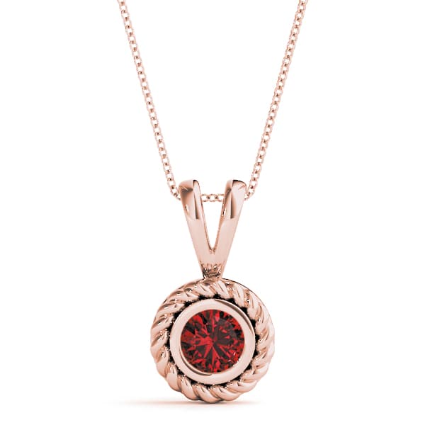 Round Gemstone Pendant, Front view in rose gold