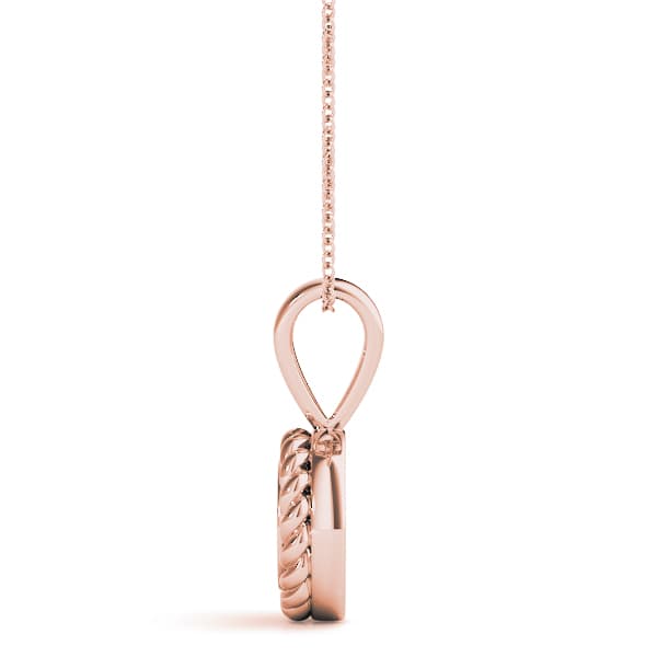 Round Gemstone Pendant, Side view in rose gold