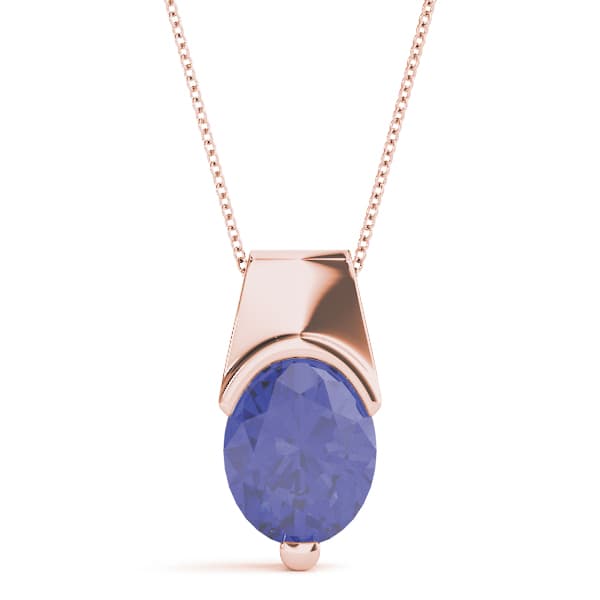 Oval Gemstone Pendant, Front view in rose gold