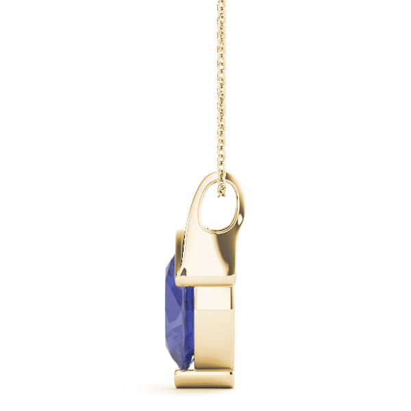 Oval Gemstone Pendant, Side view in yellow gold