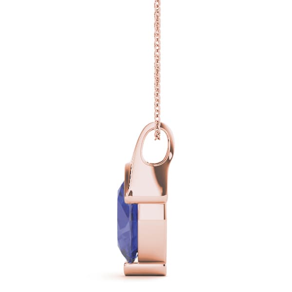 Oval Gemstone Pendant, Side view in rose gold