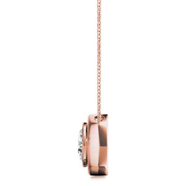 Bezel Set Round Solitaire Pendant (1 ct. tw.), Side view in rose gold